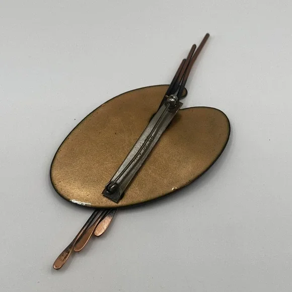 Vtg 1950's Matisse Renoir Enamel Copper Artist Palette Brooch & Clip Earrings - Picture 5 of 5